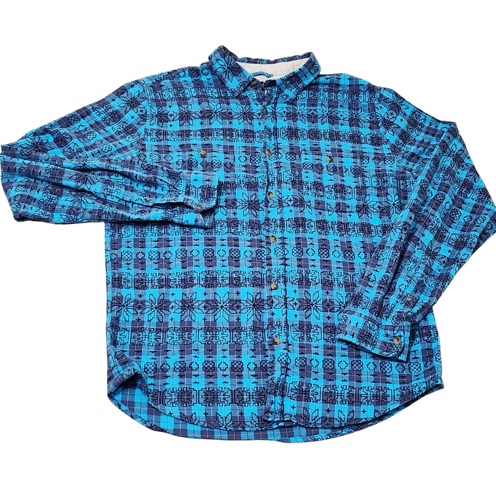 Aeropostale Shirt Mens Medium Blue Plaid Flannel Button Down Long Sleeve Casual